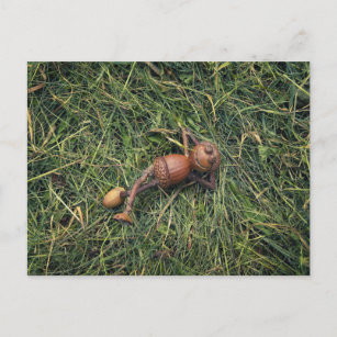 Acorn elf auf Heu ruhen Postkarte