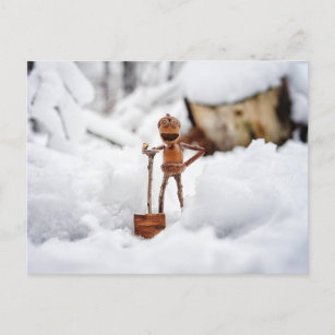 Acorn-Elf auf Schnee - Winterpostkarte Postkarte