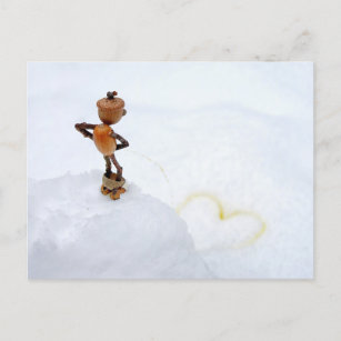 Acorn Elf, ein gelbes Herz im Winter Postkarte