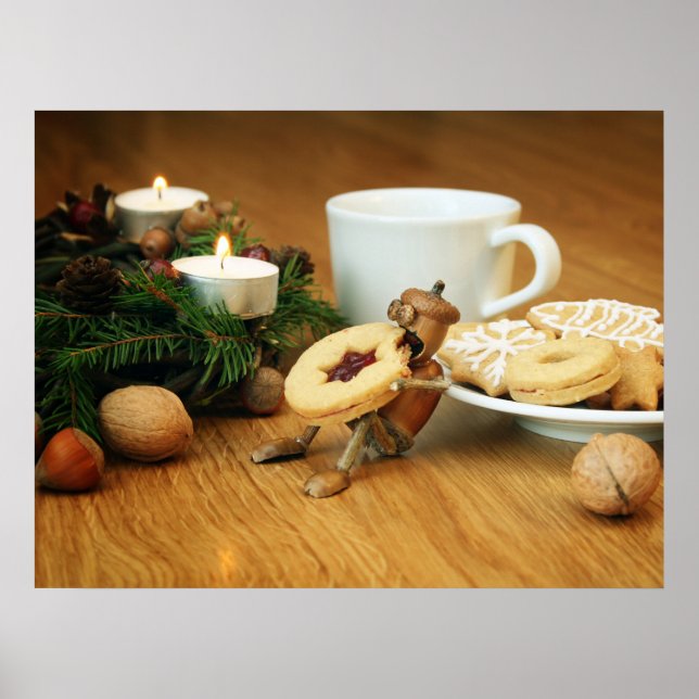 Acorn elf Essen Cookie - Weihnachtsposter Poster (Vorne)
