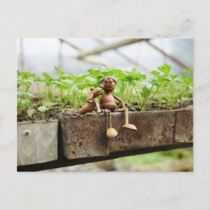 Acorn Elf Frühlingsgärtner Postkarte