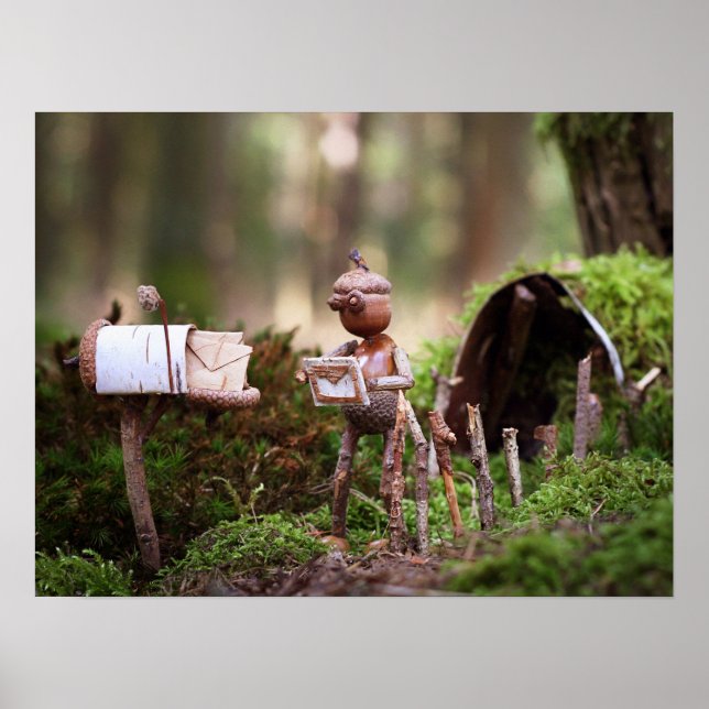 Acorn elf lecture carte postale - affiche (Devant)