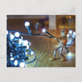 Acorn Elf mit Weihnachtslicht-Ketten - Weihnachten Postkarte