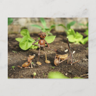 Acorn elf spring gardener postcard postkarte