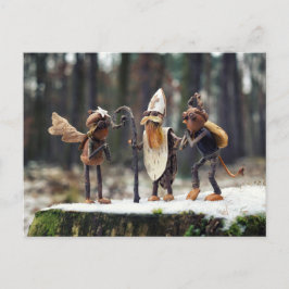 Acorn Elfen als Engel, Teufel und Saint Nicholas Postkarte