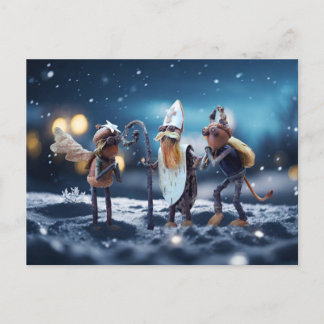 Acorn Elfen als Engel, Teufel und Saint Nicholas Postkarte