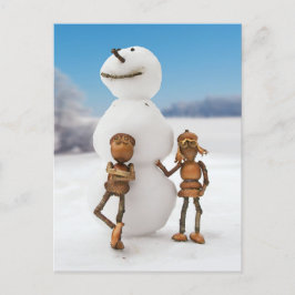 Acorn Elves machen eine Winterpostkarte für einen Postkarte