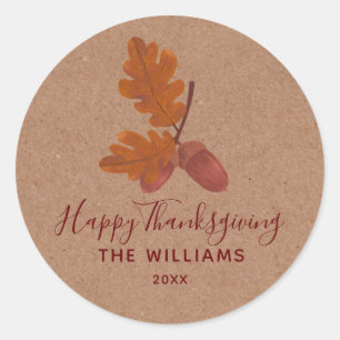 Acorn "Happy Thanksgiving"    personalizedClassic  Runder Aufkleber