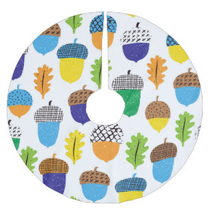 Acorn Herbst: Vintages Blattmuster. Polyester Weihnachtsbaumdecke