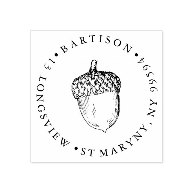 Acorn ROUND RÜCKSENDEADRESSE Gummi Briefmarke Gummistempel (Prägung)