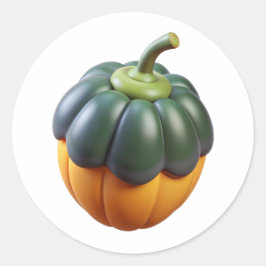 Acorn Squash Plastic 3D - Étiquette rond brillant