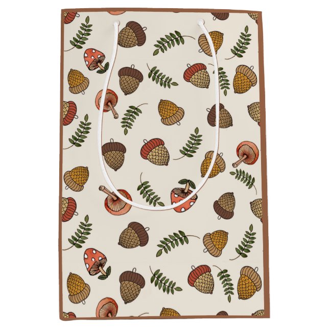 Acorn und Pilze Herbst Mittlere Geschenktüte (Vorderseite)