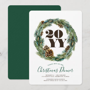 Acorn Wreath Christmas Party Invitation