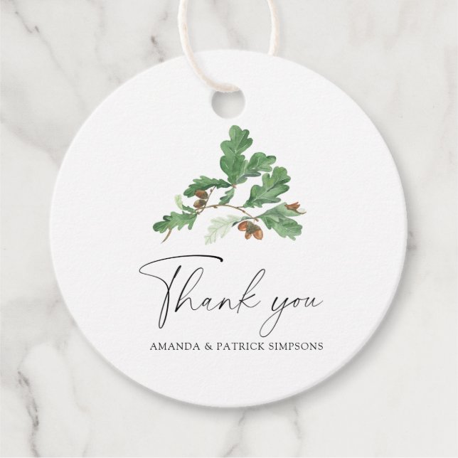 Acorn-Zweig - Hochzeit Vielen Dank Geschenkanhänger (Vorderseite)