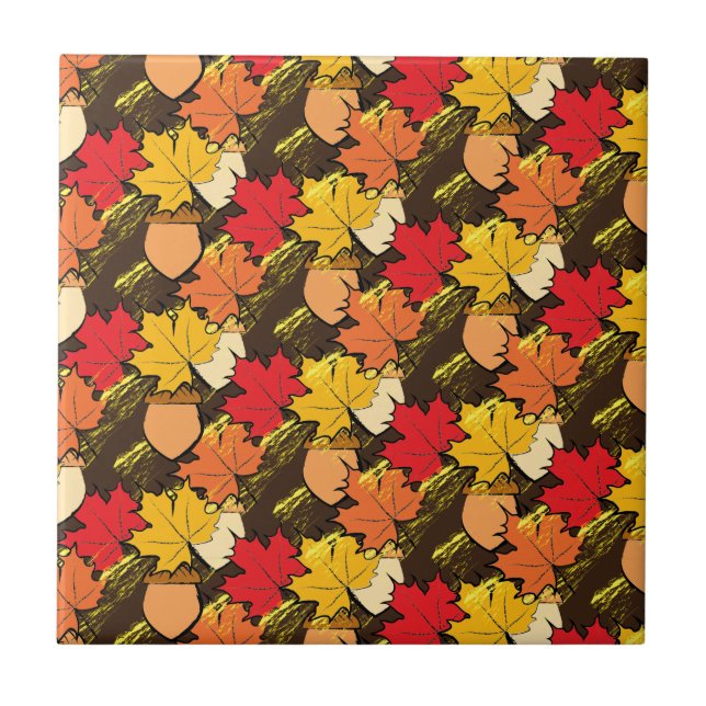 Acorne und Blätter IV Fliese (Vorderseite)