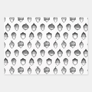 Acorns Vintages Kunstmuster CUSTOM HINTERGRUND FAR Geschenkpapier Set
