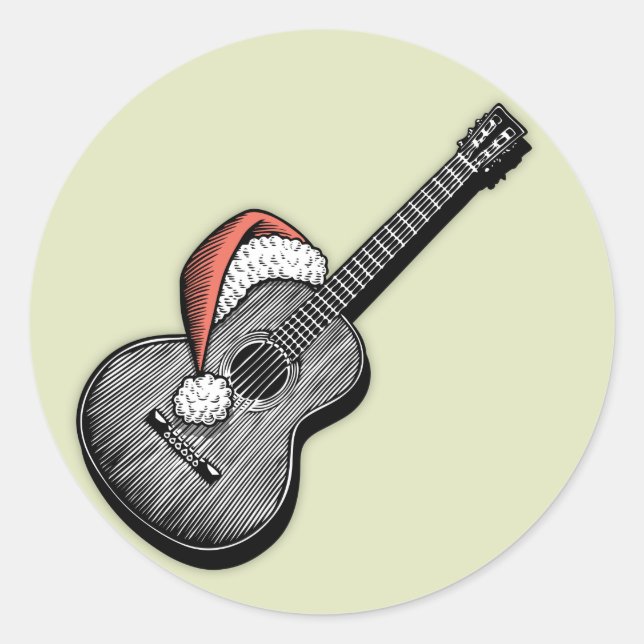 Acoustic Claus Runder Aufkleber (Vorderseite)