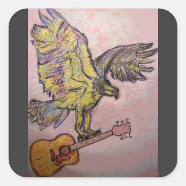 Acoustic Fish Hawk Quadratischer Aufkleber (Vorderseite)