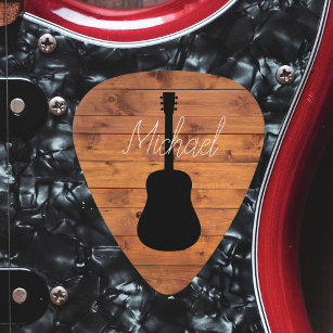Acoustic Gitarre Rustic Wood Calligraphy Name Plektrum