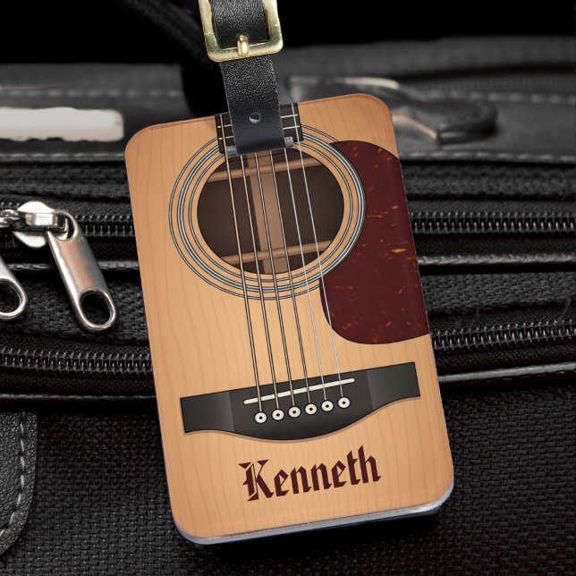 Acoustic Gitarrist Tan Brown Gepäckanhänger (Acoustic Guitar Musician Guitarist Tan Brown Luggage Tag
)