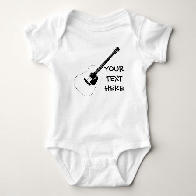 Acoustic Guitar And Your Own Text Baby Strampler (Vorderseite)