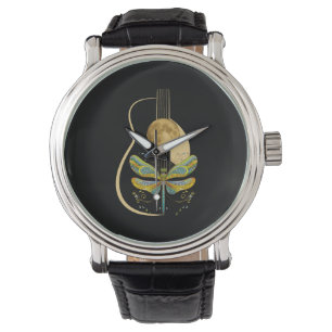 Acoustic Guitar Artistic Dragonfly Music Armbanduhr