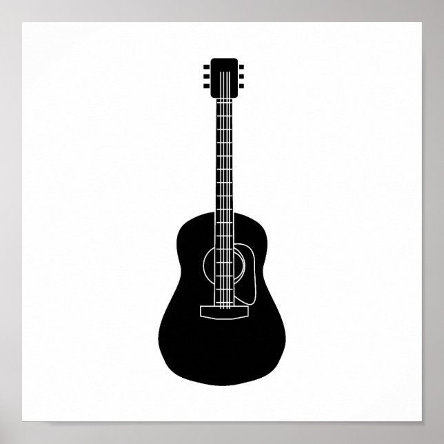 Acoustic Guitar Black Poster (Vorne)