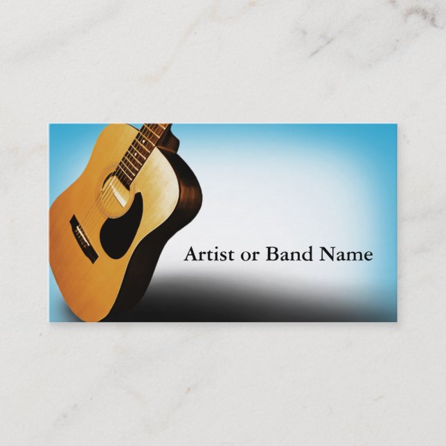 Acoustic Guitar Blue Artist Business Cards Visitenkarte (Vorderseite)