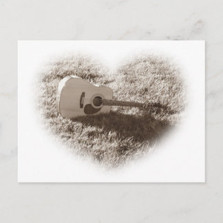 Acoustic Guitar Heart Postkarte