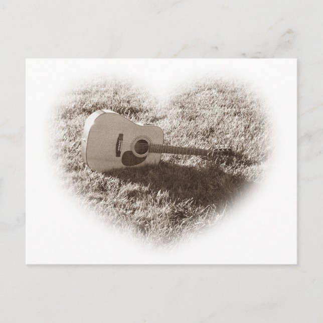 Acoustic Guitar Heart Postkarte (Vorderseite)
