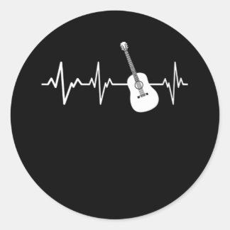 Acoustic Guitar Heartbeat Geschenk für klassische Runder Aufkleber
