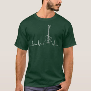 Acoustic Guitar Heartbeat Rock Music Lover Instrum T-Shirt