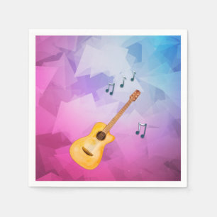 Acoustic Guitar Musiknotens Geometrischer Hintergr Serviette