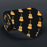 Acoustic Guitar Pattern Brown Musical Instrument Krawatte<br><div class="desc">Celebrate a love for music with this elegant repeating acoustic guitar pattern on a black background. The design showcases detailed honey-brown instruments in a minimalist layout, offering a sophisticated look for any music lover. Whether you are a professional guitarist, a student, or a dedicated fan of folk and country music,...</div>