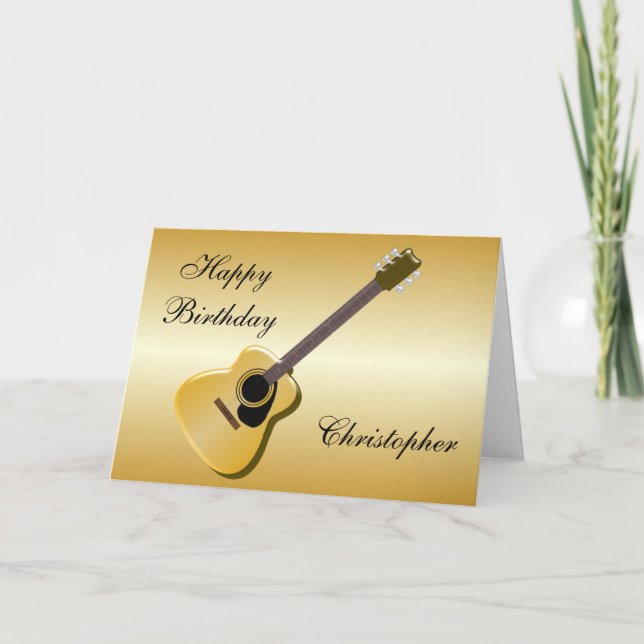 Acoustic Guitar Personalised Birthday Karte (Vorderseite)