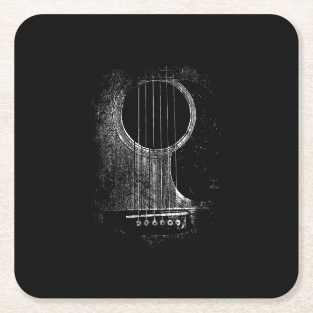 Acoustic Guitar Player Six String Rock & Roll Rechteckiger Pappuntersetzer (Vorderseite)