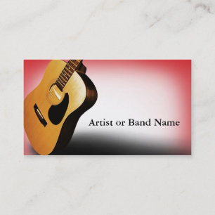 Acoustic Guitar Red Artist Business Cards Visitenkarte