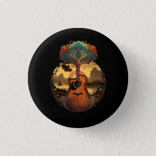 Acoustic Guitar Tree by Lake Guitarist Sunset Button