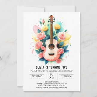 Acoustic Musician's Gitarre Geburtstag Einladung
