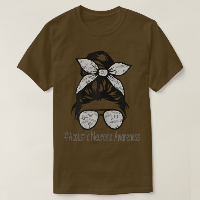 Acoustic Neuroma Bewusstsein Messy Bun T-Shirt (Design vorne)