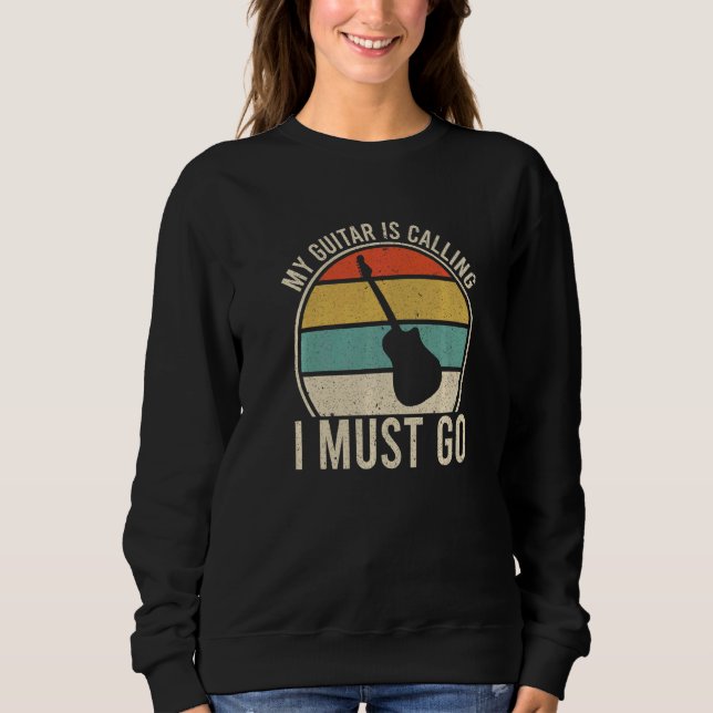 Acoustic Vintage Guitar Retro Style Guitarist Cost Sweatshirt (Vorderseite)