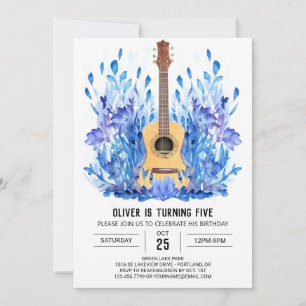 Acoustic Whimsical Guitar Boy Geburtstag Einladung