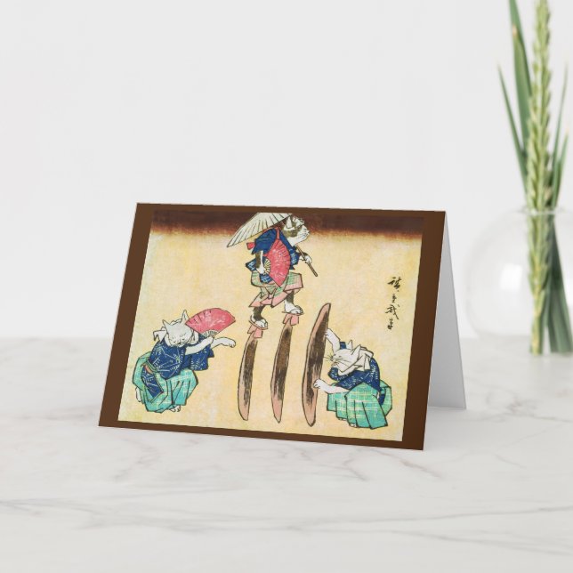Acrobat Cat, Hiroshige, Ukiyo-e Karte (Vorderseite)
