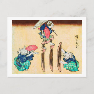 Acrobat Cat, Hiroshige, Ukiyo-e Postkarte