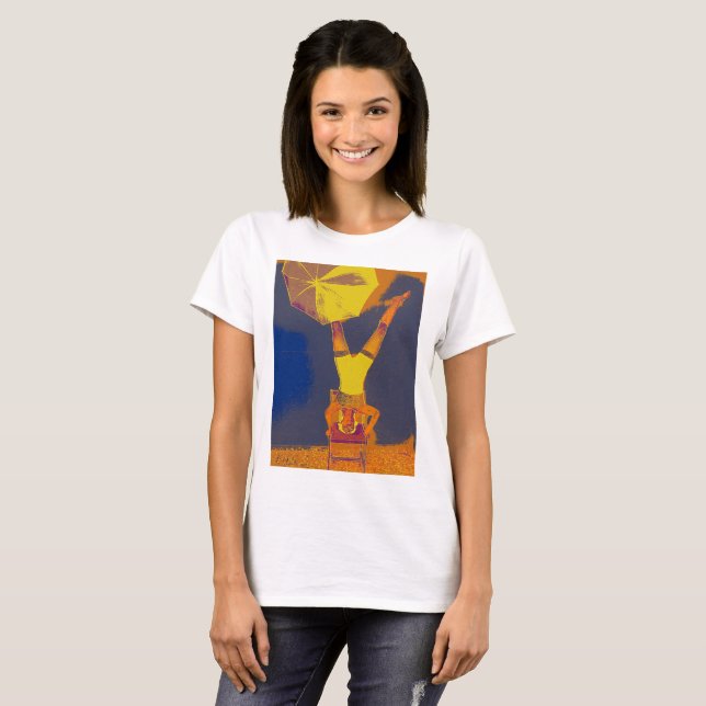 Acrobat Headstand Art Women's Basic T - Shirt, Whi T-Shirt (Vorne ganz)