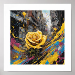 Acrobatic Yellow Chaos Rose Poster
