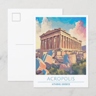 Acropolis Athens Griechenland Vintage Travel Postkarte
