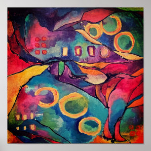 Acryl-Abstrakt farbenfroher einzigartiger Kunstdru Poster
