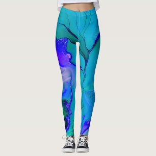 Acryl Abstrakt kreativ Blau, Lila und grün Leggings