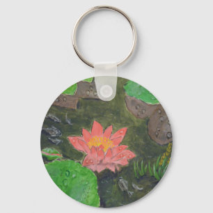 Acryl auf Leinwand, rosa Seerosenblüte Schlüsselanhänger